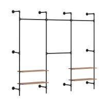 Sobuy Garderobenständer 6 Shelfs Schwarz 265x48x220cm Modern Kls19-sch