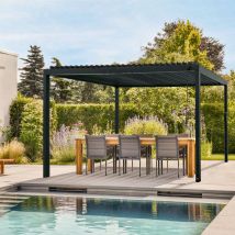 Backyard Discovery Sarasota Louvered Steel Outdoor Patio Pergola With Powerport 4.9m X 3m (16ft X 10ft)