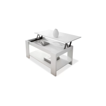 Mesa Centro Elevable New Belen Acabado Blanco Wax, 50cm(alto) 100cm(ancho) 55cm(largo)