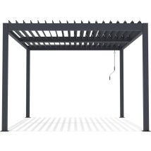Habitat Et Jardin - Pergola Bioclimatica 'windsor' In Alluminio Con Led 3 X 4 - Grigio