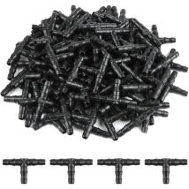 100 Pcs Tee Raccord De Tuyau 4/7mm- T Raccord Connecteur Pvc D'Arrosage Buse D'Atomisation Goutte À Goutte Micro Spray Irrigation Joint Pour Tuyau 