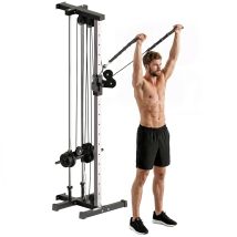 Sportnow Máquina Polea Alta Y Baja De Pared, De Doble Polea Ajustable En 15 Posiciones, Multifunción Lat Pulldown Para Entrenamiento En Gimnasio, Casa