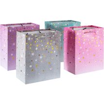 Jf Home Bliss Elegant 4-pack Kraft Gift Bags 9"x7"x4" – Premium Paper Gift Bags With Twisted Rope Handles & Reinforced Base, Ideal For Birthday, 