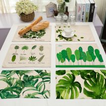 Juego De 4 Manteles Individuales Occidentales, Resistentes Al Agua Y Al Aceite, Plantas Verdes (estilo 1)