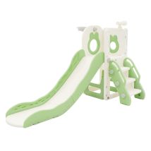Joyz 3-in-1 Kinderrutsche Weiß-grün, Kunststoff, Spielturm Set Indoor & Outdoor, Kinder Spielzeug Mit Rutsche Und Basketballkorb, Ab 3 Jahren, 