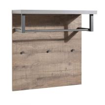 Wandpaneel für hängende Kleidung – Zementgrau und gealterte Eiche – 90,5 cm Breite, 84 cm Höhe, 35 cm Tiefe – 20 kg