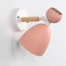 Vtizikl Applique Led Macaron Rose Pour Enfants Avec Lumière 3-8 M² Lampe De Chevet En Fer En Bois