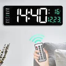 Grande Orologio Da Parete Digitale Con Telecomando, Temperatura, Data, Visualizzazione Della Settimana, Spegnimento, Memoria, Orologio Da Parete Da 