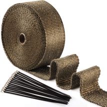 15 M X 50 Mm Magma Titan-wärmeisolierband + 10 Schwarze Edelstahl-kabelbinder Für Motorrad-auspuffkrümmer Wärmeschutzband