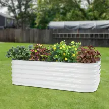 Kit De Bancal Elevado 195 X 60 X 43 Cm, 10 En 1, Bancal Elevado De Metal Para Verduras Y Flores, Jardinera De Patio O Jardín