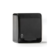Prise De Courant Avec Terre Latérale Étanche Ip44, 16a 250 V, Noir