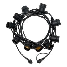 Cadena luminosa 5m con 10 portalámparas E27 – Decoración interior y exterior – Luz fija baja tensión
