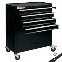 Arebos Carrello Portautensili da Officina – 4 Cassetti – Acciaio – 620x330x760mm – Nero