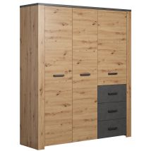 FollowSZ Kleiderschrank Eiche Dekor Grau – Eleganter Kleiderschrank für stilvolle Aufbewahrung – Hochwertige Materialien – 2228613E2