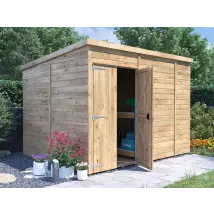 Dunster House Ltd. - Dunster House Wooden Shed Workshop 3m X 2.4m Garden Storage Pressure Treated Overlord Pent