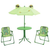 Ensemble Table + 2 Chaises De Bistro Avec Parasol Pour Enfants - Table À Manger Avec Chaises Vert Bv515533 - Bonnevie