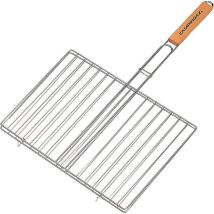 Campingaz – parrilla doble con mango de madera 35 x 25 cm – Acero cromado
