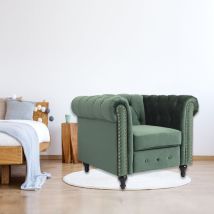 Furniture One - Upholstered Armchair With Nailhead Trim - Green