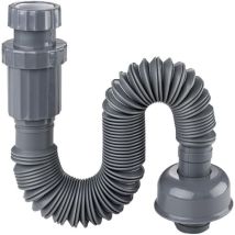 Tuyau De Vidange Flexible En Plastique Pour Lavabo De Salle De Bain, Compatible Avec Les Drains De 1-1/4", Gris, Rétractable, 13-35 Pouces