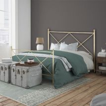 Argonauta cama doble de hierro con pie de marfil – Hecho en Italia – 166cm x 208cm – Altura cabecero 117cm