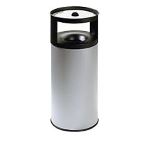 Cenicero combinado de seguridad con extinción de llamas – 75 litros – Acero revestido – Diseño elegante gris y negro mate