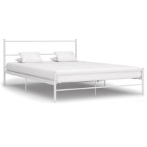 284695 Bed Frame Without Mattress White Metal 140x200 Cm Vidaxl