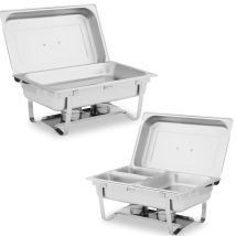 Set Di 2 Chafing Dish 2 X 8 L Scaldavivande Acciaio Inox