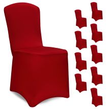 Detex Coprisedie Set Da 10 Elasticizzate Rivestimento Copertura Sedia Matrimonio Festa Natale Rosso Bordeaux