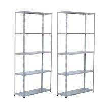 7house - Pack 2 Estanterías Modulares Metálicas Steelsmart Con 5 Baldas 200kg 180x30x90cm