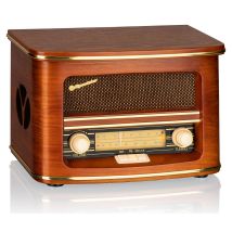 Roadstar Hra-1500cd-mp3uemp Radio Cd Portátil Vintage Fm/ Mw, Reproductor Cd-mp3, Usb Función Grabación, Mando A Distancia Madera