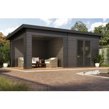 Wolff Finnhaus Wpc Gerätehaus Tona 6030 28 Anthrazit Gerätehaus Aus Holz/kunststoff In Anthrazitgrau, Geräteschrank Mit 28 Mm Wandstärke Inklusive 