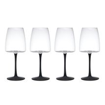 Mikasa Palermo Crystal Juego De 4 Copas De Vino Tinto, 450ml, Tallo Negro, Cristal 100% Libre De Plomo, En Caja De Regalo, Apto Para Lavavajillas