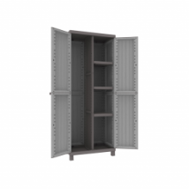 Gartenschrank aus Harz – 2 Türen – 68 x 39 x 170 cm – Polypropylen – Wetterbeständig – 3 Innenregale – Höhenverstellbare Fachböden