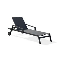 Lettino prendisole in alluminio grigio antracite con ruote – 210 x 75 x 50 cm – PARISGARDEN