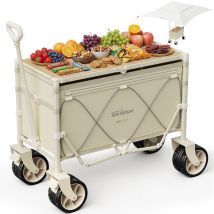 Homecall Bollerwagen 3-in-1 Bollerwagen Faltbar Mit Tischplatte & Sonnendach Für Sand-160l, (bis 150kg Uv50+ Wasserdicht All-terrain Räder, Großes 