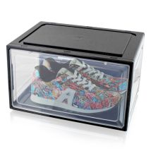 Lex21 - Schwarze Schuhbox Stapelbar Aufbewahrungsbox Kunststoffbox Schuhkasten Schuhkarton Schuhorganizer Bis Gr.47
