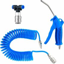 Ahlsen Pistola De Aire Comprimido De 5m, Manguera Espiral De Aire Comprimido, Manguera Flexible Para Limpieza De Polvo De Camión, Conector Longziming