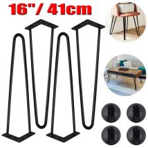 Dayplus - 4x 16'/41cm Pieds En Épingle À Cheveux Pieds En Épingle À Cheveux En Métal Pour Table Chaise Armoire Meuble