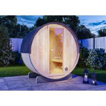 Fasssauna Mini Xxs Fasssauna 2 Sitzbänke Aus Holz , Sauna Mit 42 Mm Wandstärke, Außensauna Mit Montagematerial - Finntherm