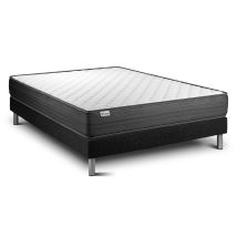 Vitalit - Base Tapizada Negro + Colchón Con Espuma Viscoelástica 160 X 200