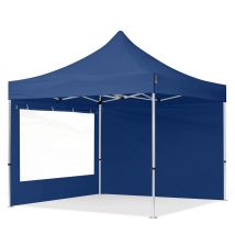3x3m Faltpavillon Professional Alu 40mm, Seitenteile Mit Panoramafenstern, Blau