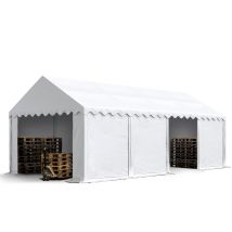 Toolport Carpa Almacén 4x8 M Pvc 700 N Impermeable Blanco Carpa De Almacenamiento