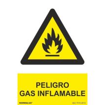 Señal De Peligro Gas Inflamable (tintas Uv) Sekureco 100 X 150 Mm Adhesivos De Vinilo