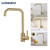 Lonheo Grifo De Cocina De Acero Inoxidable Dorado, Grifo Cocina Giratorio A 360° Grifo De Fregadero Con Aireador Desmontable, Monomando Grifería De 