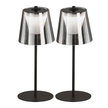 Fischer Leuchten - Lampada Da Tavolo Led Touch Dimmer Lampada Da Esterno Vetro Fumé Lampada Da Giardino Lampada Da Tavolo Ricaricabile, Metallo Nero 