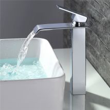 Homelody - Badarmatur Wasserfall Wasserhahn Bad Hoch Waschtischarmatur Waschbeckenarmatur Einhandmischer Bad Armatur Mischbatterie Bad Chrom