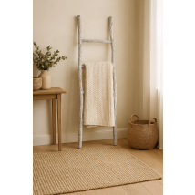 Biscottini - Ladder Towel Rack Wooden Modern Bathroom Floor Standing Wall Decorative Towel Rack Ladder Towel Hanger Object And Vase Holder