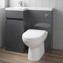 Artis - Grey Gloss Bathroom Furniture Vanity Unit Basin Toilet Unit Combination 900mm Left Hand With Saturn Toilet Pan