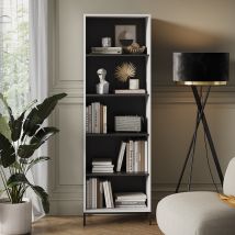 Librería Eliza, Blanco, 60 X 180 Cm Con 5 Compartimentos, Vicco