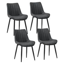 Dining Chairs Set Of 4 Faux Leather Modern Kitchen Chairs With Metal Legs And Upholstered Backrest Counter Corner Chairs For Dining Reception Living 